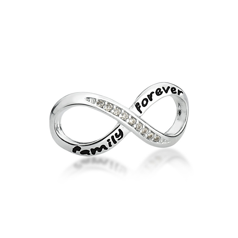 Berloque Prata 925 Infinito Family Forever com Zircrônia Compatível com todas Pulseiras Berloque
