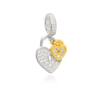 Berloque Prata 925 Pingente Coração Cadeado Com Garantia Compatível com todas Pulseiras Berloque