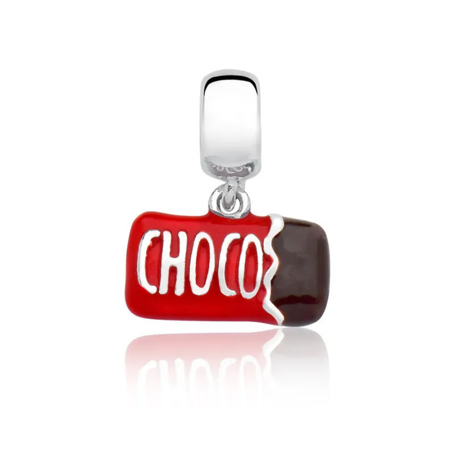 Berloque Em Prata de Lei 925 Compatível com Todas Pulseiras - Formato de Chocolate - Minimalista