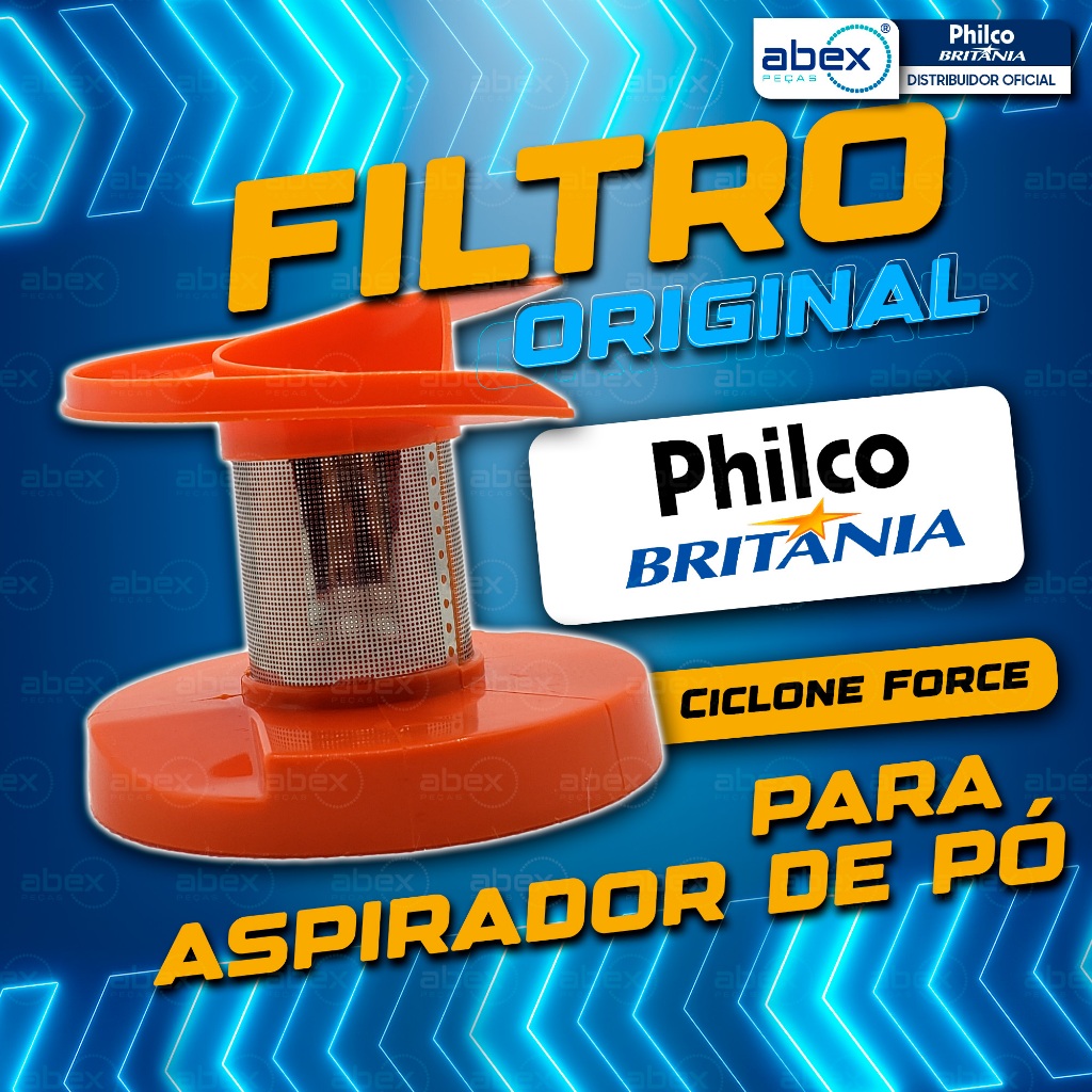 Filtro Aspirador Pó Philco Vertical Ciclone Force PAS06 1000W Fun Clean Plástico Aço Inox Original