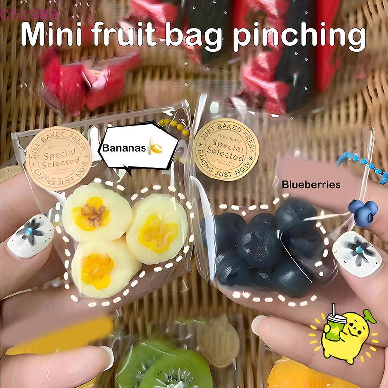 [kaan] Kawaii Simulação Brinquedo De Alívio Do Estresse Stiy TPR Mini Saco De Frutas Chaveiro Pingente Super Macio Espre