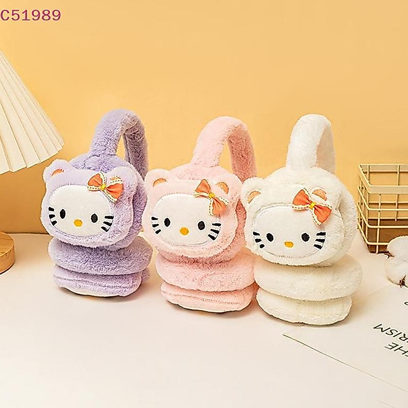 [kaan] Hello Kitty Protetores De Orelha Fofos De Inverno De Pelúcia Quente Anticongelante Criativos Anime Kawaii À Prova