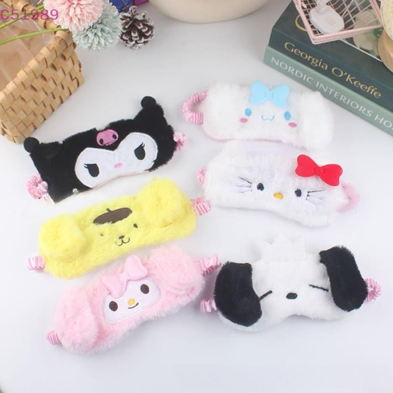 [kaan] Cartoon Lunch Break Sleep Senhoras Proteção Para Os Olhos Kawaii Sanrio Hello Kitty Máscara De Pelúcia Anime Cinn