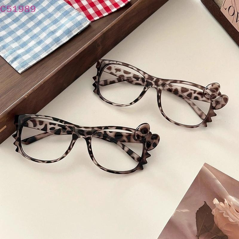 [kaan] Y2K Hello Kitty Armação De Óculos Kawaii Retro Leopard Print Desenho Animado Fofos Presente Decorativo Sem Lentes