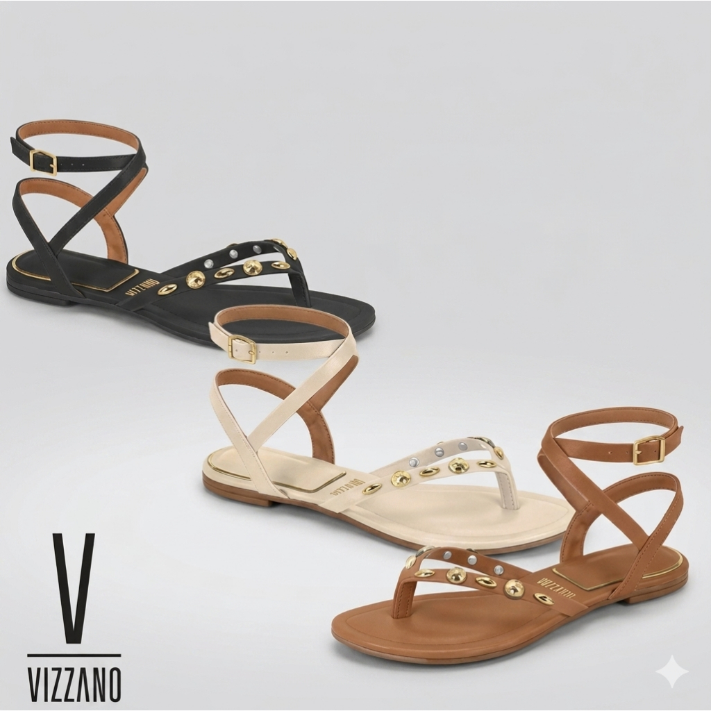 Promoção Rasteira Tamanco Vizzano Feminina de Amarrar com Spikes Confortável Casual para Verão