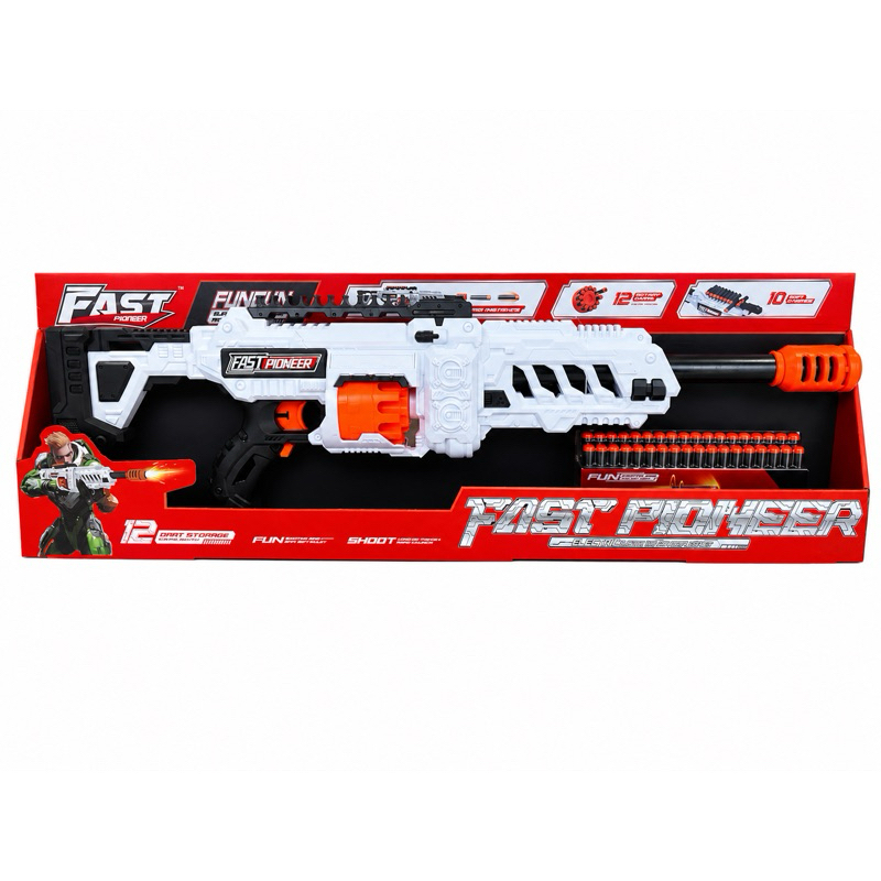 Lançador de Dardos Soft Bullet Fast Pioneer Infantil com 20 Dardos de Espuma Alcance Longo Brinquedo Menino Presente