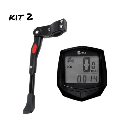 Kit Pezinho lateral regulagem aro 20 24 26 27,5 29 + Velocímetro Digital Com Fio Bike  Prova De Agua