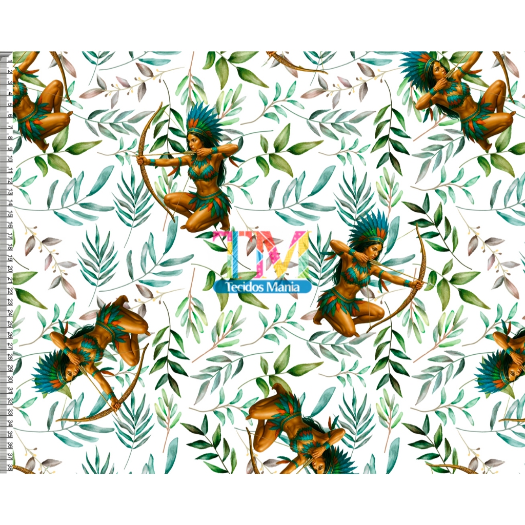 Tecido OXFORD estampado digital - Oxóssi - Oke Arô - Caboclo - Cabocla