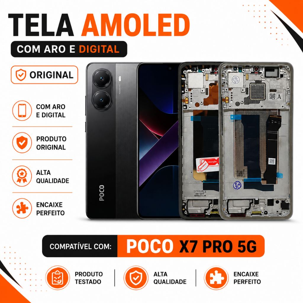 Tela Poco X7 Pro 5G Display Com Aro Frontal Com Digital Amoled Original Oled Chassi 120Hz Módulo