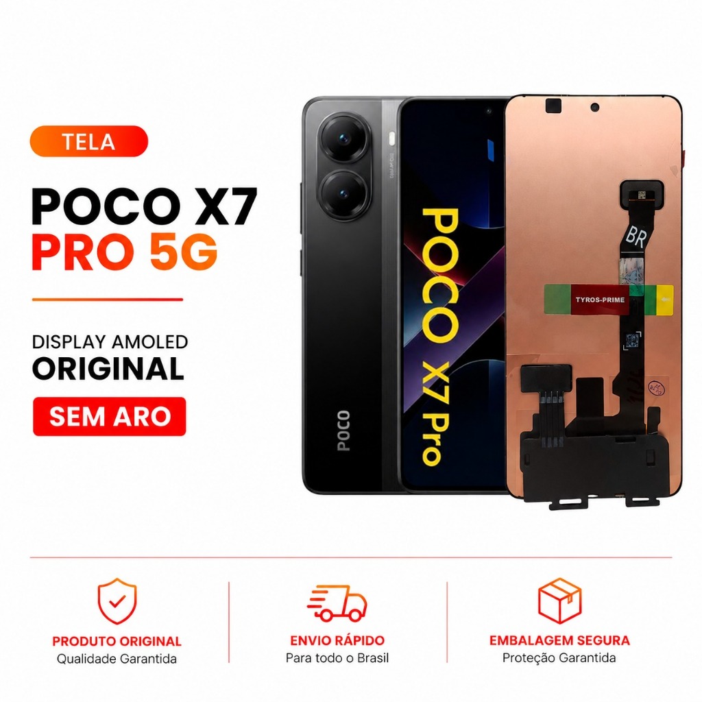 Frontal Poco X7 Pro 5G Tela Display AMOLED 100% Original Sem Aro Reposição Módulo Com Digital Oled