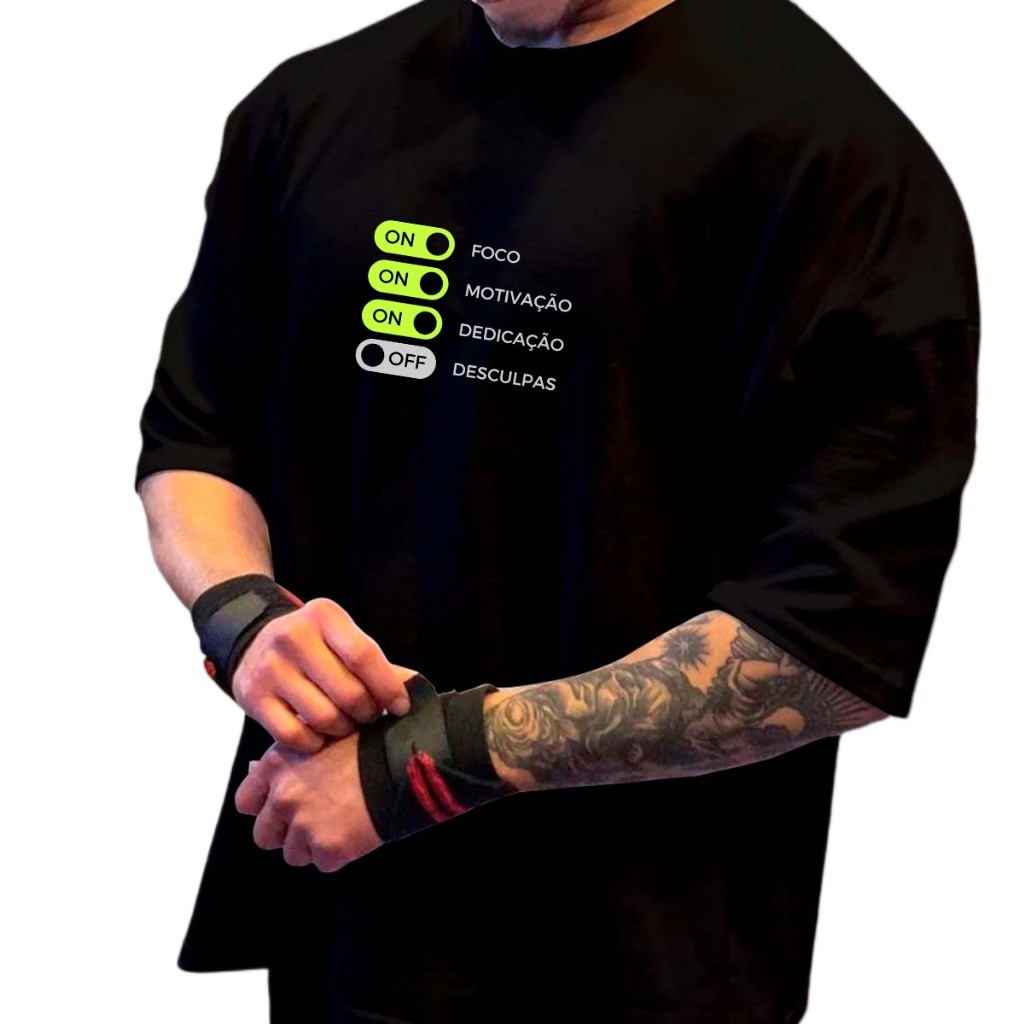 Camiseta Oversized Academia Dedicação Musculação Treino Maromba 100% Algodão Alta Qualidade