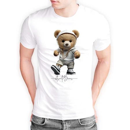 Camiseta Stret Bear Unissex 100% Algodão Camisa Urso de Rua Alta Qualidade