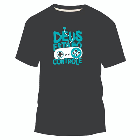 Camiseta Moda Evangélica Deus No Controle 100% Algodão Alta Qualidade