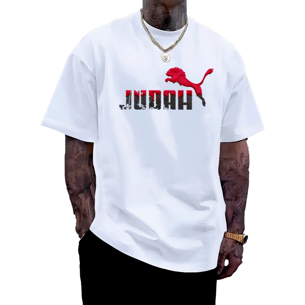 Camiseta Unissex Judah Leão 100% Algodão Alta Qualidade Cor Branca Estampa 3D 06