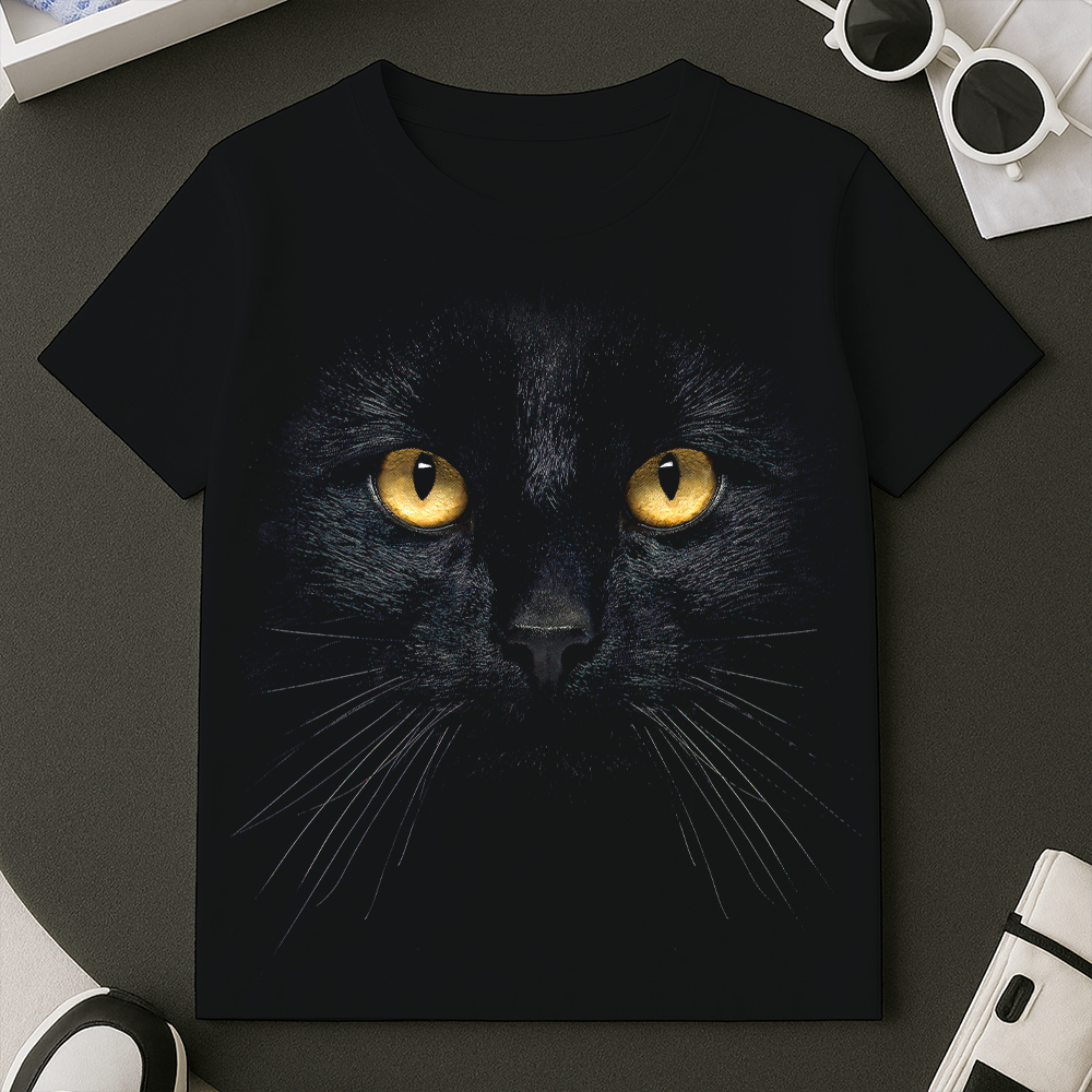 Camisa masculina Básica Camiseta Alta Qualidade 100% Algodão Estampa Olho Gato Tamanho 2 ao GG