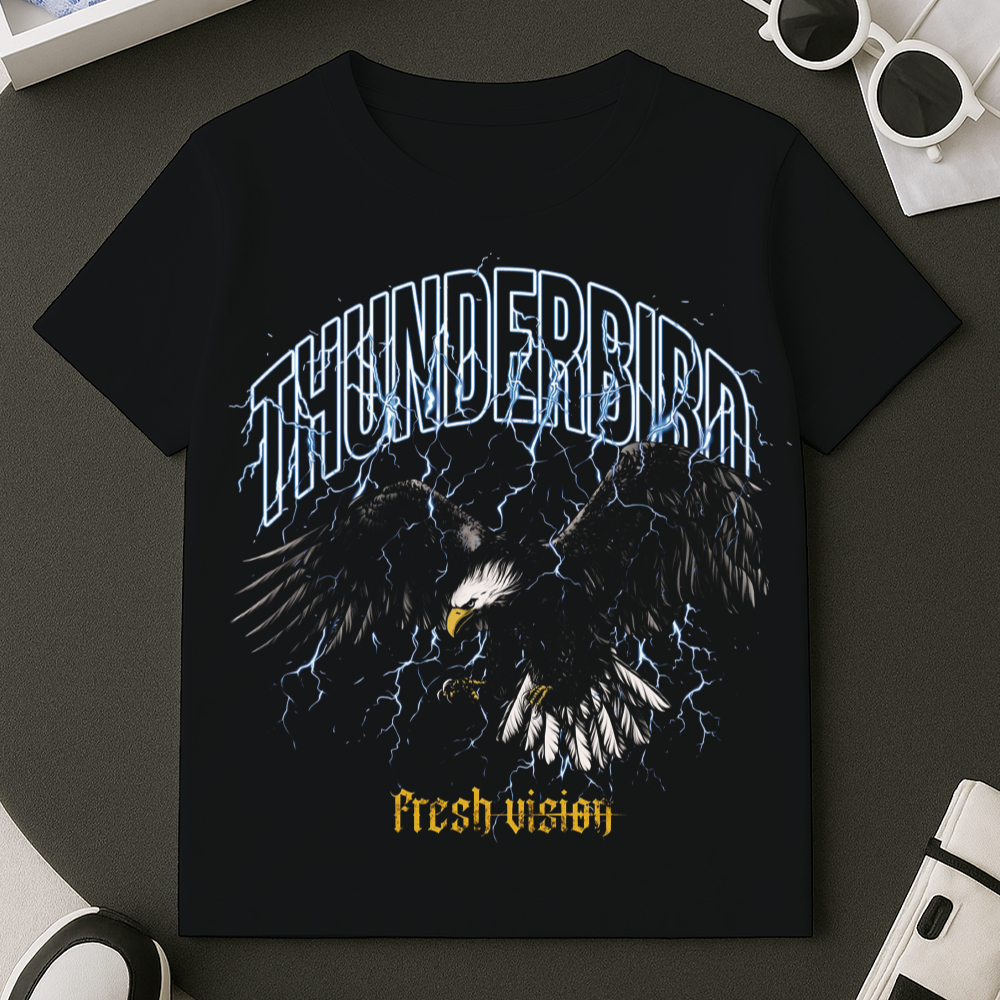 Camisa masculina Básica Camiseta Alta Qualidade 100% Algodão Estampa Aguia Trovão Tamanho 2 ao GG