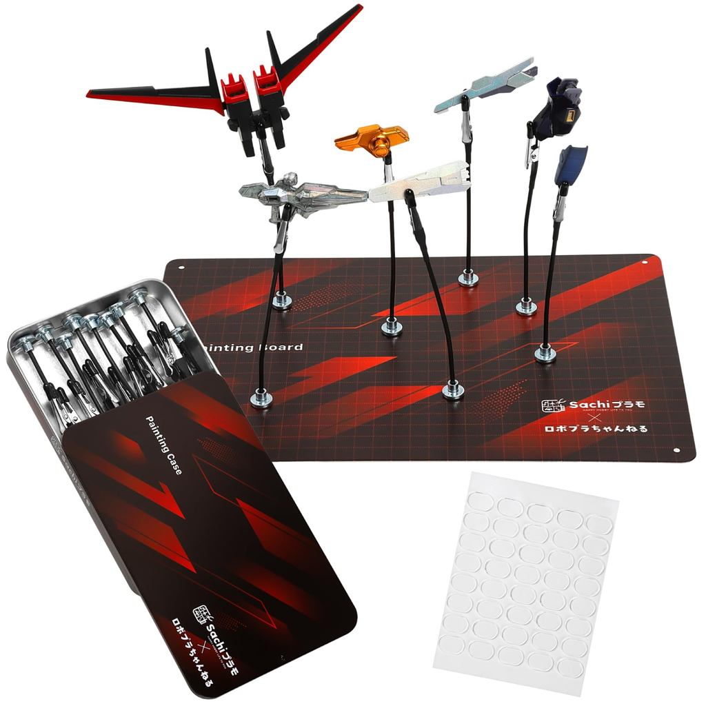 Sachi Plamo VERT base + placa, desenvolvido com modelistas profissionais, suporte/base de pintura de alta funcionalidade e ampla versatilidade, 20 unidades, hastes de pintura magnéticas, montagem na parede, resistente à corrosão, cabine de pintura pa