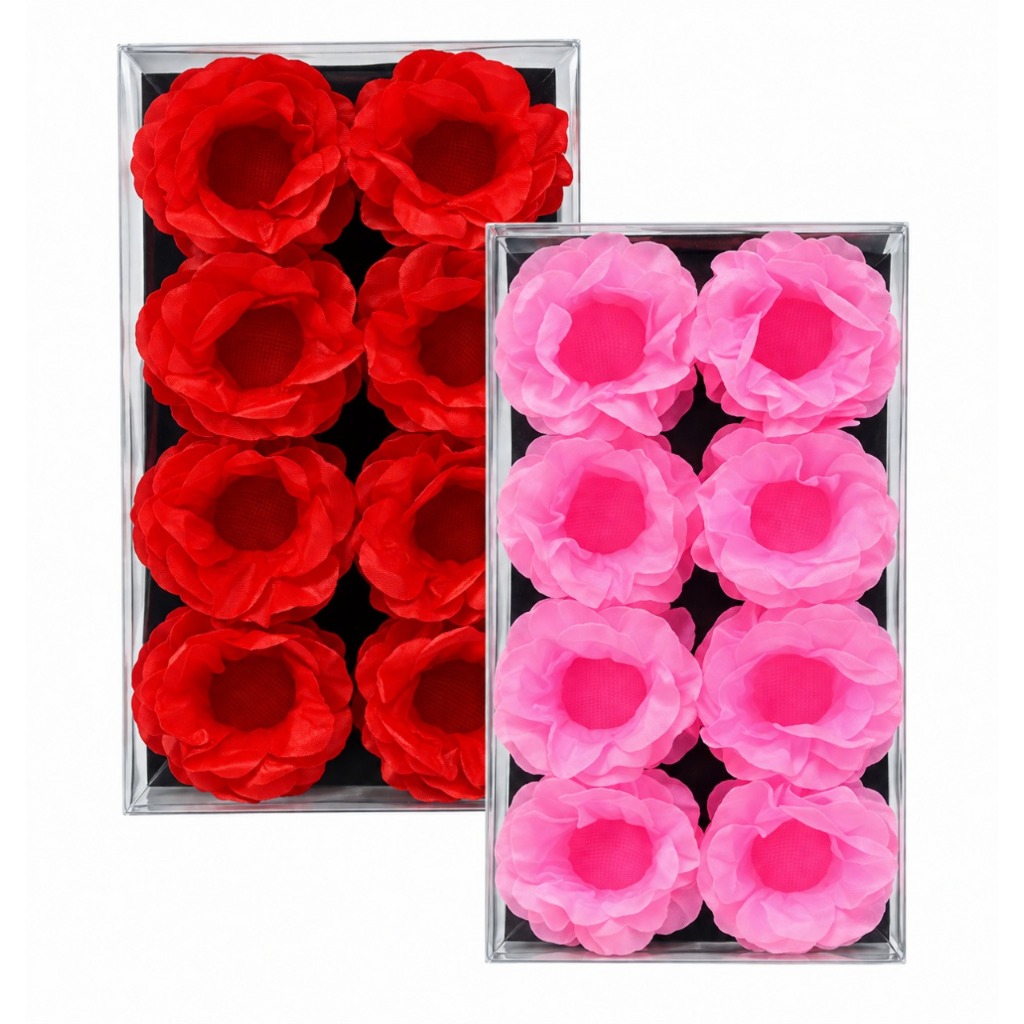 Kit Flores Artificial de tecido para decoração de festa, casamento, na cor vermelha ou rosa