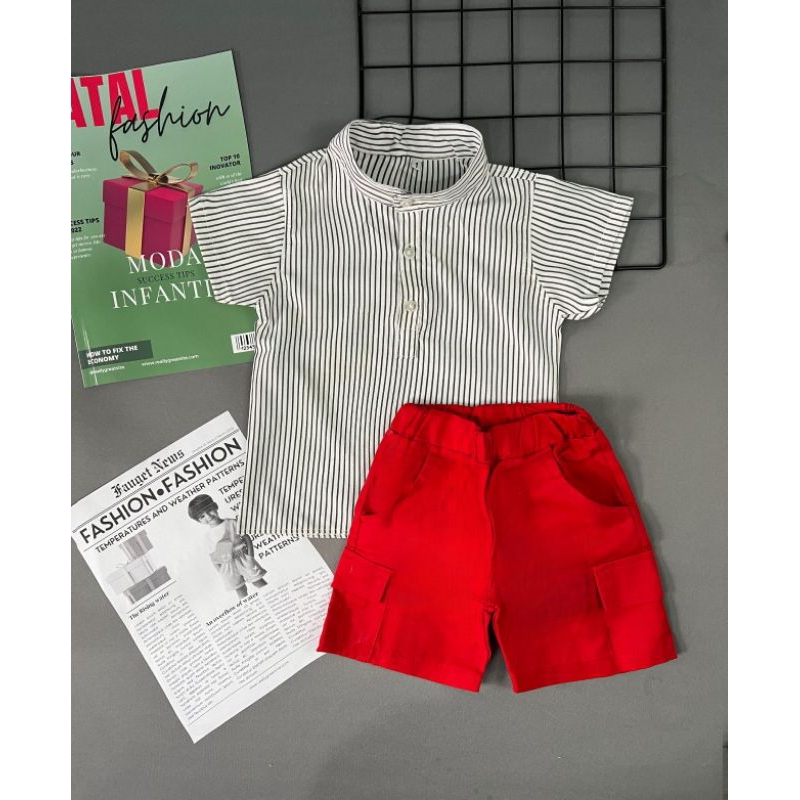 conjunto bata Maurício menino bermuda vermelha festas ensaios fotográfico casamento aniversário