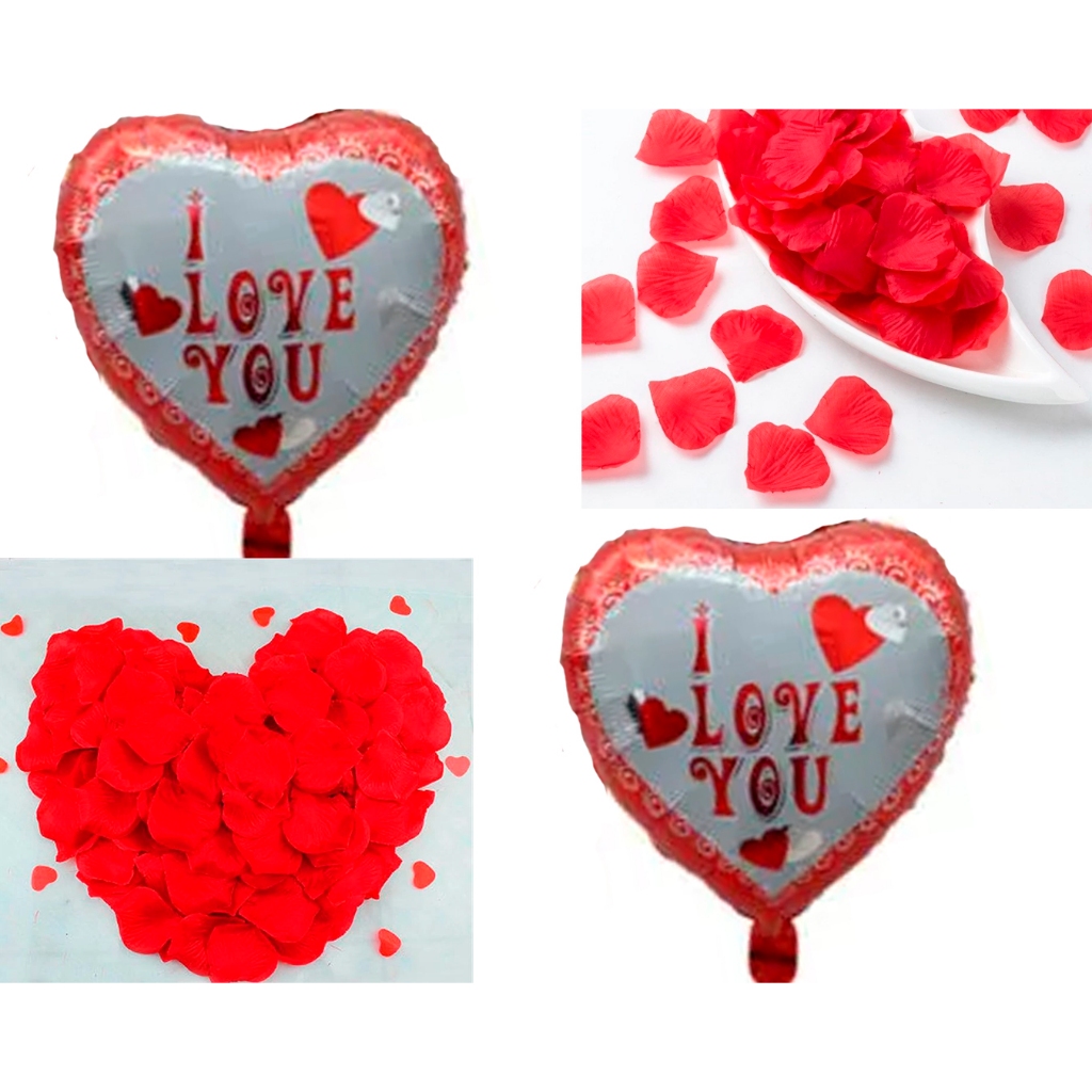 Kit Namorados 4 Balões I Love You(45cm)+100 Pétalas Vermelhas Casamento/Namoro Decoraçao