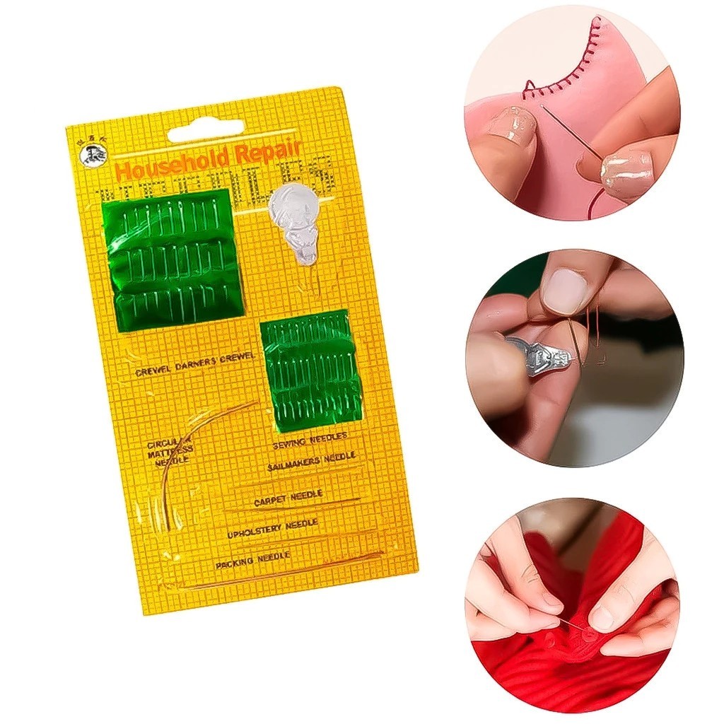 Kit De Agulhas Mãos Agulheiro Passador Linha Costura Bordado 26 Peças Reparo Artesanato Roupas