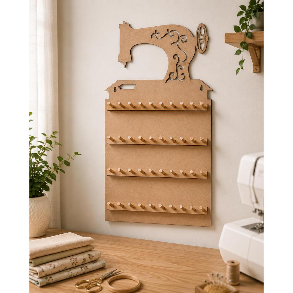 Organizador de Linhas para Costura Máquina de Costura Placa MDF Cru Artesanato