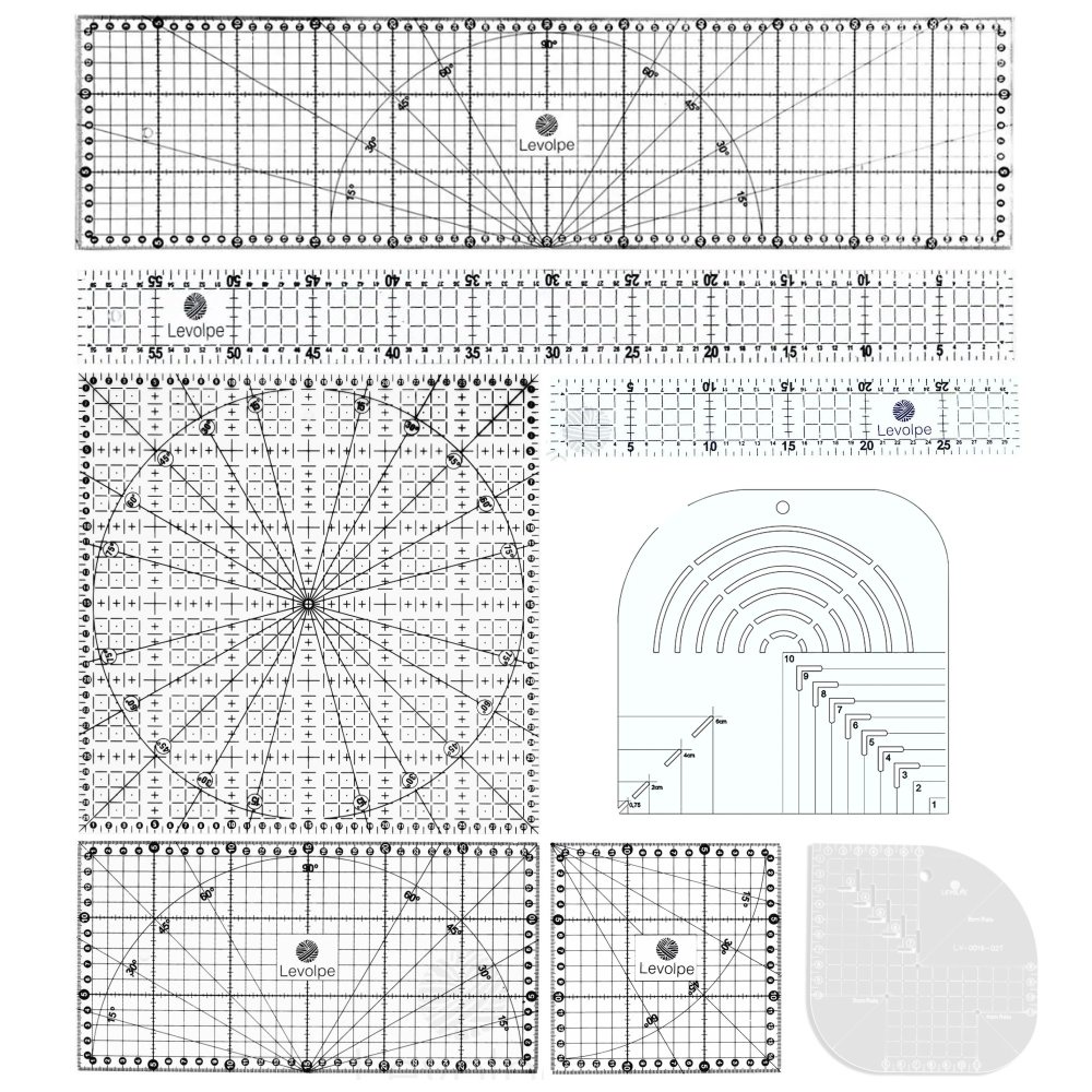 Kit 8 Réguas Patchwork Scrapbook  5x30 5x60 30x30 Cx Leite