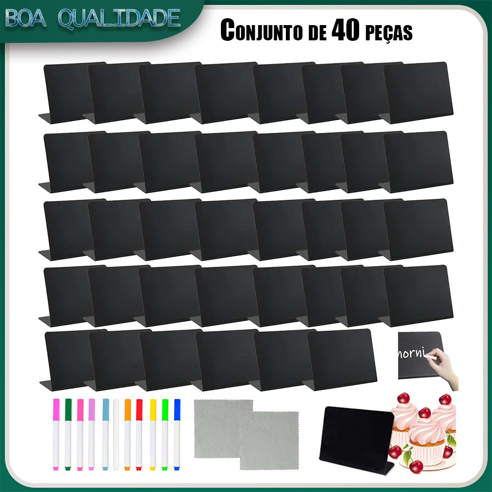 Cartão de exibição pintado à mão DIY em forma de L pequeno quadro negro cartão de exibição café leite chá cartão