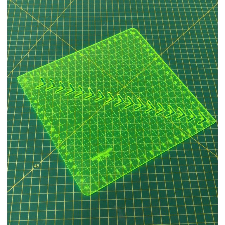 Regua Caixinha de leite 20x20 Gabarito Patchwork Caixa de leite 20cm Verde Fluorescente