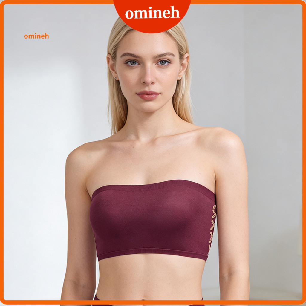 Strapless Bra Women’s Padded Bandeau Wireless Push-up Lace Back Tube Top Non-slip Comfortable Bralette for Everyday We
