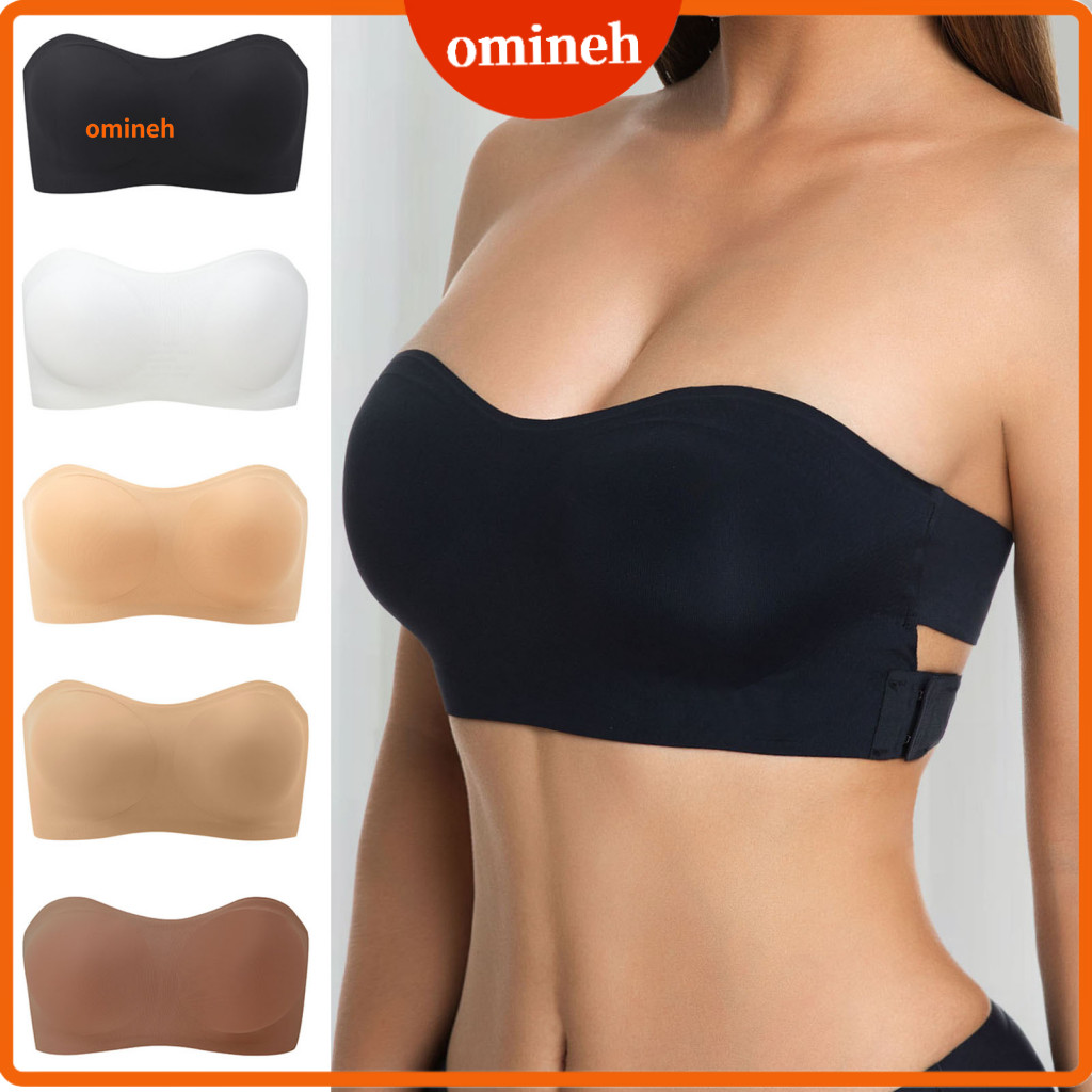 Backless Strapless Bra High Elasticity Women’s Bandeau Wireless Padded Tube Top with Crossover Side Closure Non-slip f