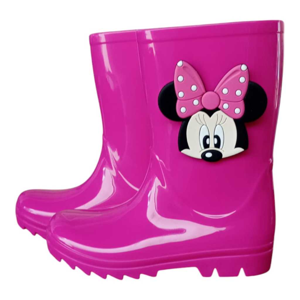 Galocha Bota de Chuva Menina Infantil Minie Rosa Impermeável Juvenil Leve Confortável Antiderrapante VOLTA AS AULAS