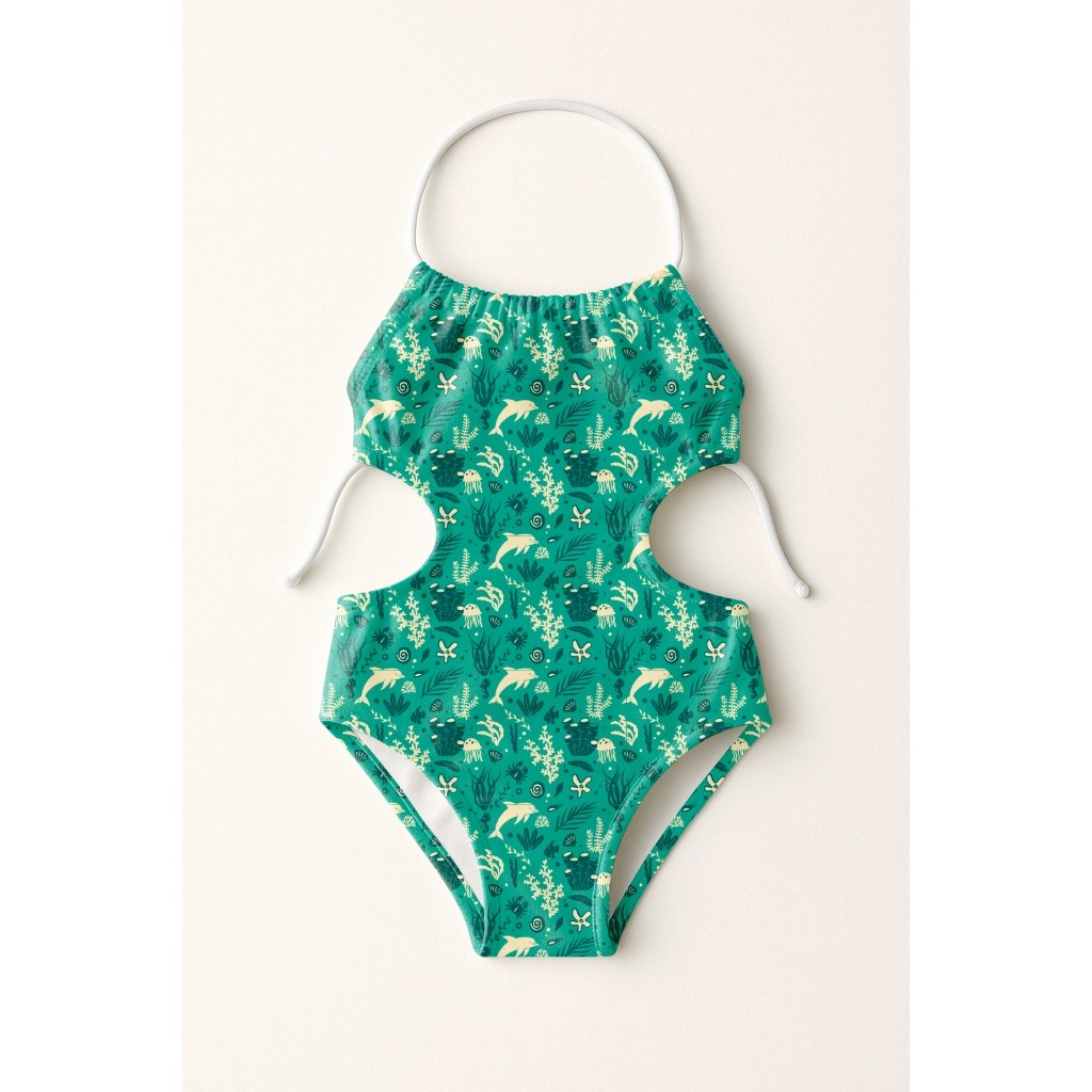 Maiô Infantil Frente Única Menina Feminino Moda Praia Natação Banho Estampas Ondas Mar Oceano