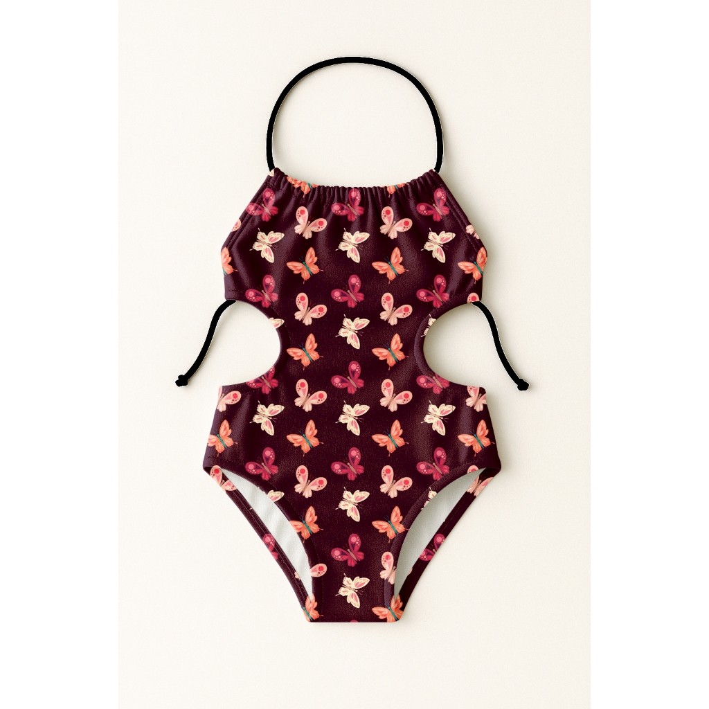 Maiô Infantil Frente Única Menina Feminino Moda Praia Natação Banho Estampas De Borboletinhas