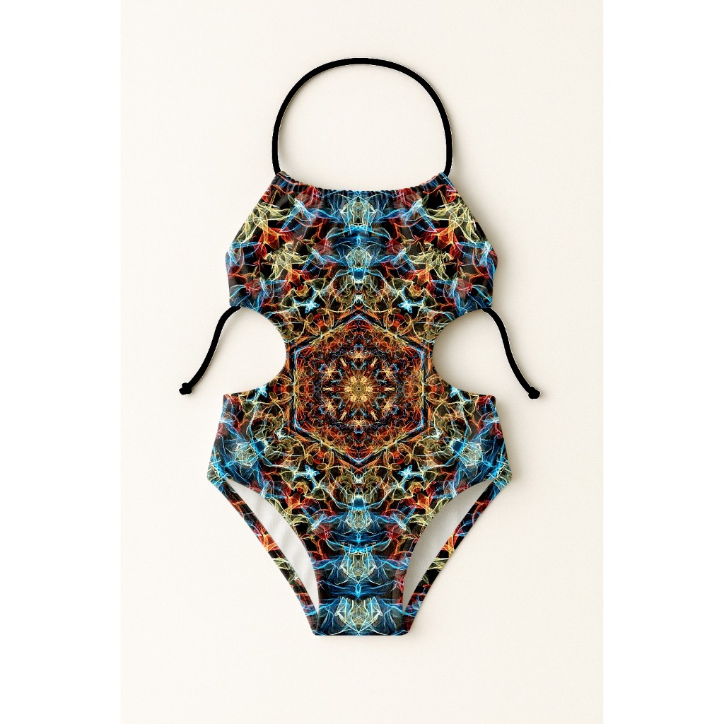 Maiô Infantil Frente Única Menina Feminino Moda Praia Natação Banho Estampas Mandalas Energia Elétrica