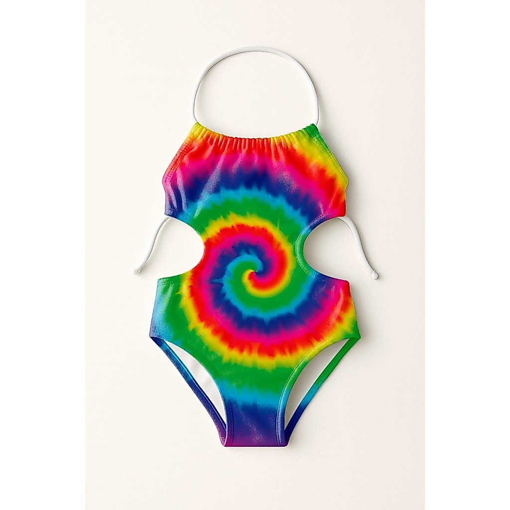 Maiô Infantil Frente Única Menina Feminino Moda Praia Natação Banho Estampas Abstratas E Psicodélicas