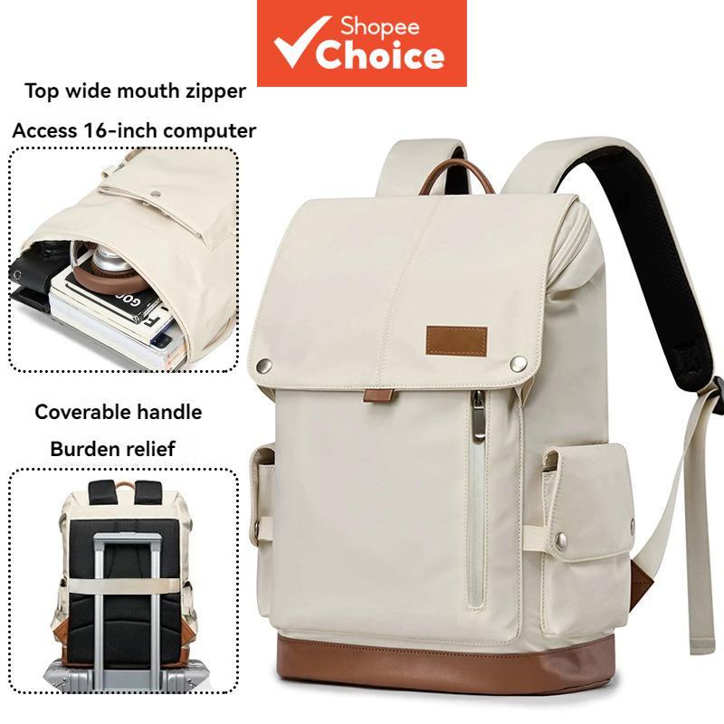 Mochila notebook retrô flip, bolsa casual à prova d'água, mochila de viagem multi-bolso, adequada para homens e mulheres
