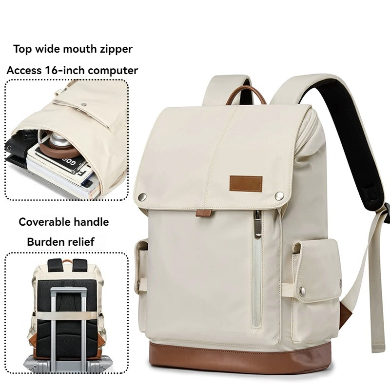 Mochila-caderno retrô flip, bolsa casual à prova d'água, mochila de viagem multi-bolsos para o dia a dia, adequada para