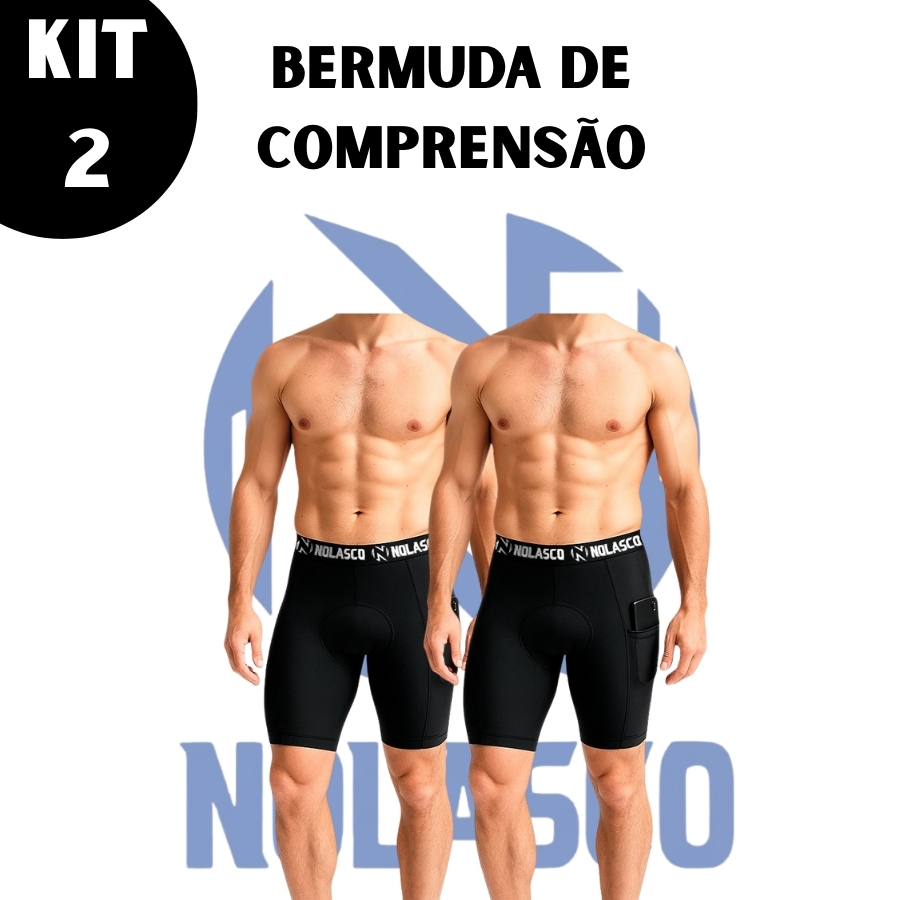 Bermuda Térmica com Bolso KIT C/DUAS para Celular Térmica Masculina Fitness Tecido para Smartphone