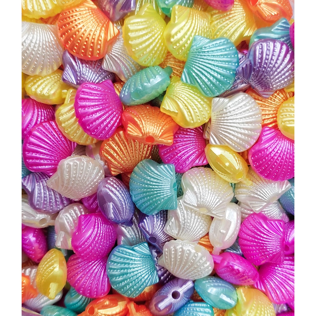Miçanga Concha Passante Colorida 500g ABS Para Artesanato Bijuterias E Pulseiras Colares