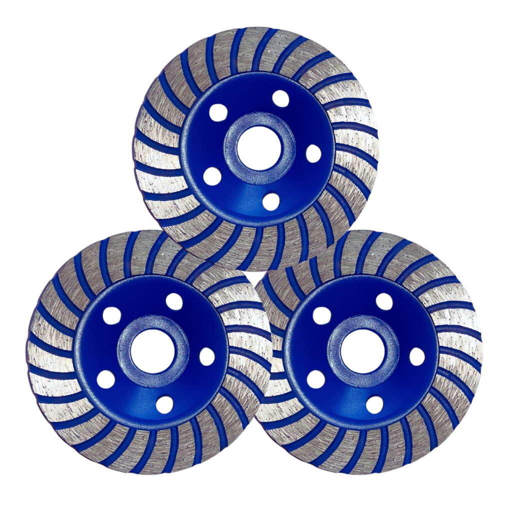 KIT 3 Disco Desbaste Turbo Rebolo Fresa Concreto Granito Mármore 115mm