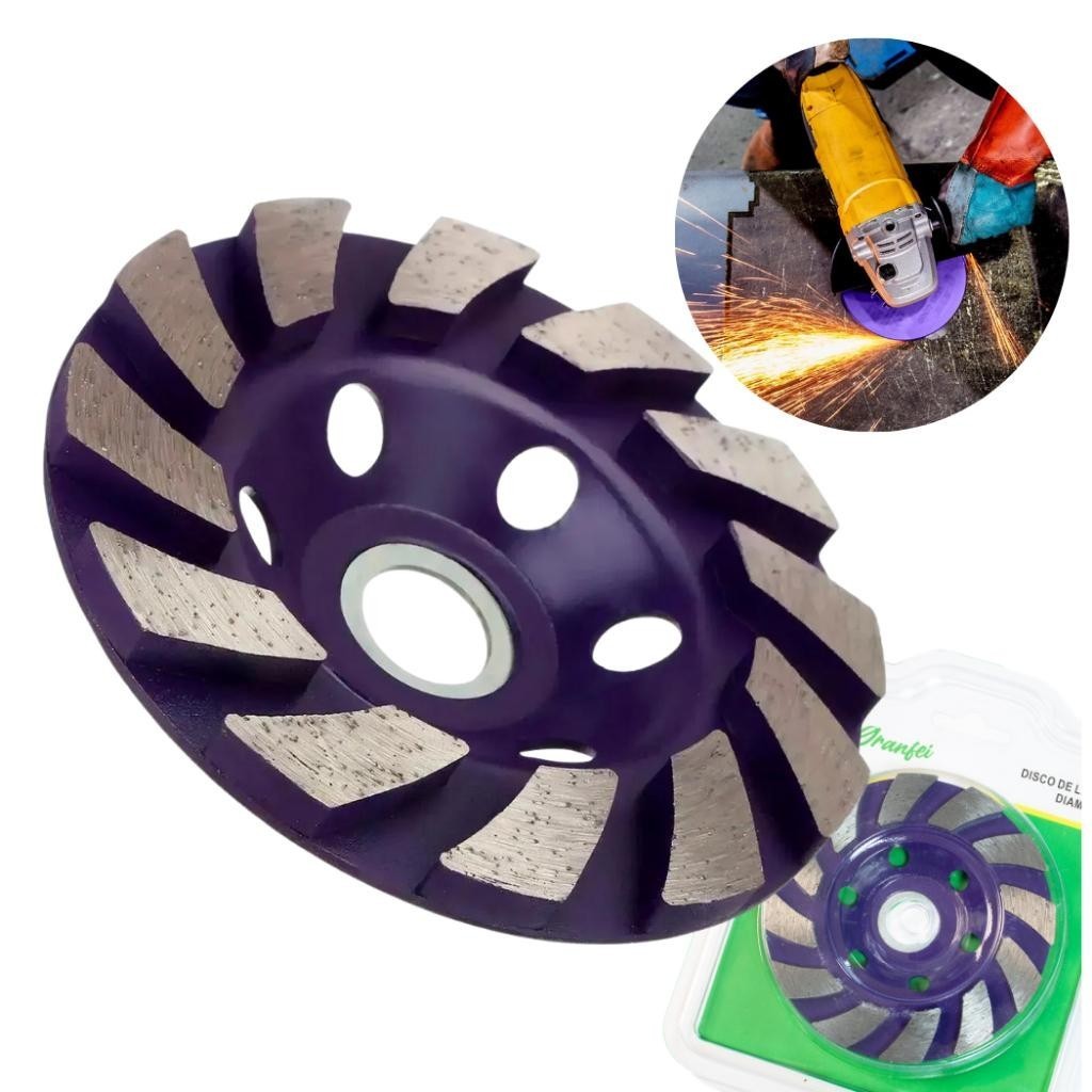 Granfei Rebolo Diamantado Disco Desbaste Esmerilhadeira Concreto Dourado Roxo  3un 6un 9un
