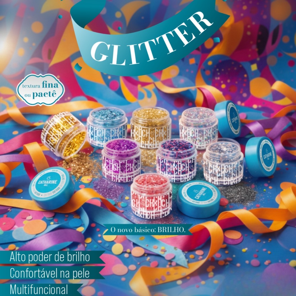 Glitter Ultrafino Carnaval Sombra Catharine Hill Neon Colorido Olhos Rosto Corpo Folia