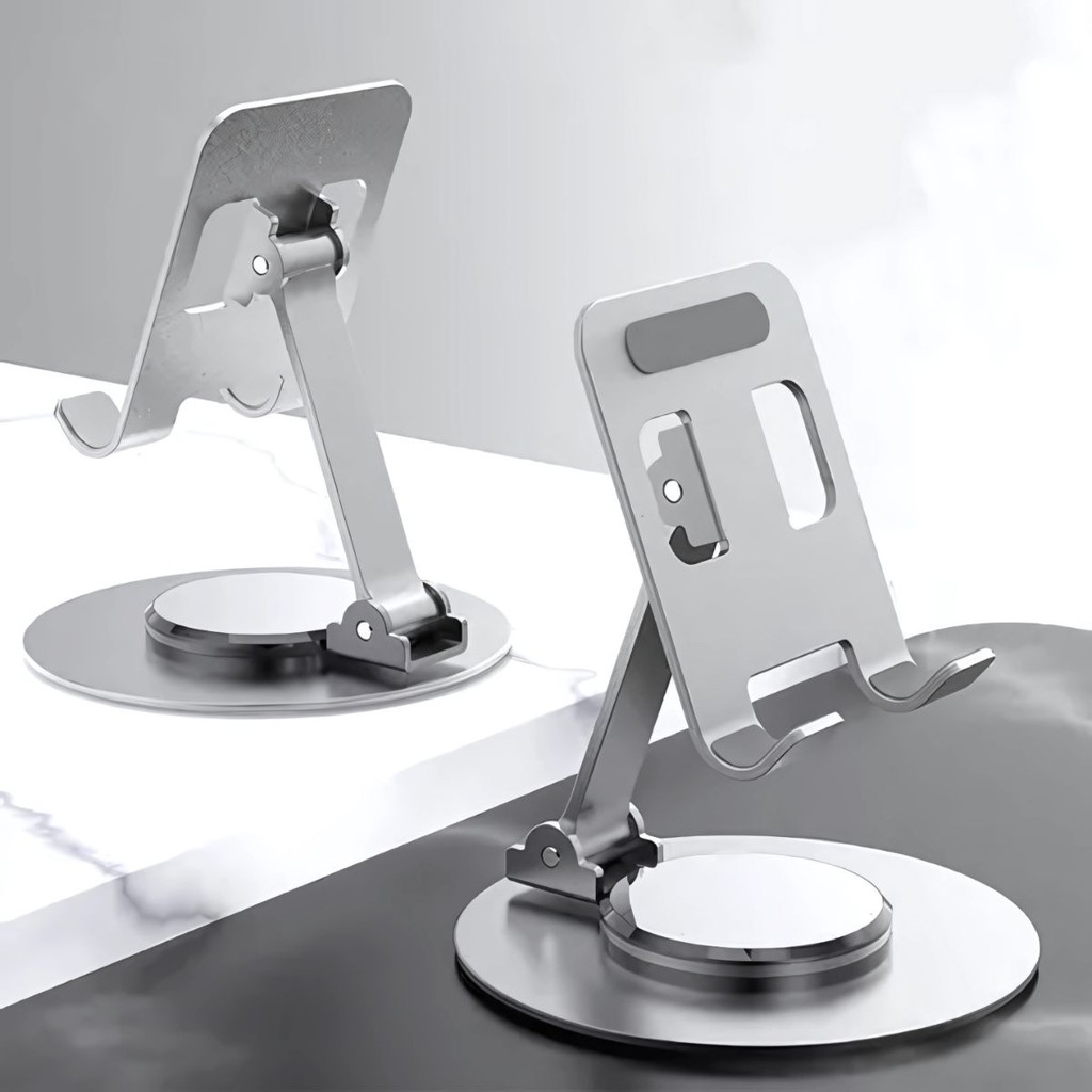 Suporte Ajustável de Metal para Celular com Rotação 360° – Portátil e Resistente