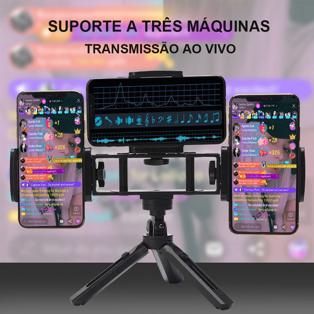 Suporte Para Celular Portátil Ultraestável Ajuste De Três Níveis E 360° De Rotação Para Transmissão