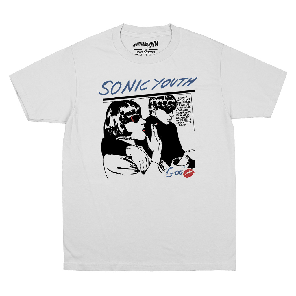 Music Soul Camiseta Unissex Sonic Youth Noise Rock Branca Estampa Algodão Confortável Estilosa Retrô Moda Casual