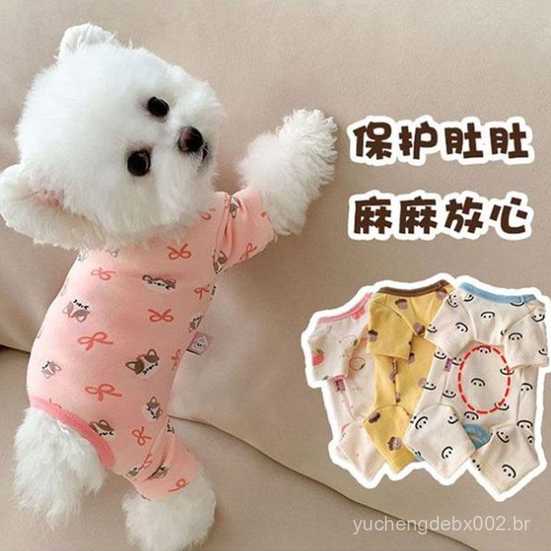 Roupa para Cães em Tecido De Rong com Estampas Fofas para Bichon, Teddy, Pomeranian, Camisa de Quatro Pernas 7.21 QY2G