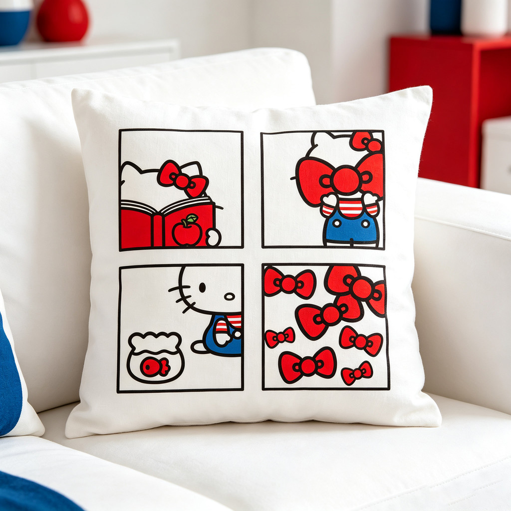 Almofada macia para sofá, tecido algodão puro, estampa gráfica fofa, decoração de casa, presente versátil para familiare