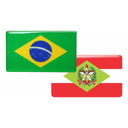 Kit Adesivo Bandeira Brasil E Santa Catarina Resinada Carros