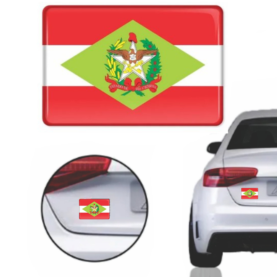 Adesivo Resinado Bandeira Estado Santa Catarina Carro e Moto